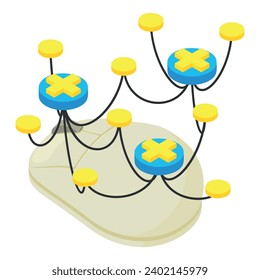 Decentralization icon isometric vector. Decentralization symbol and comp mouse. Financial technology, cryptocurrency concept