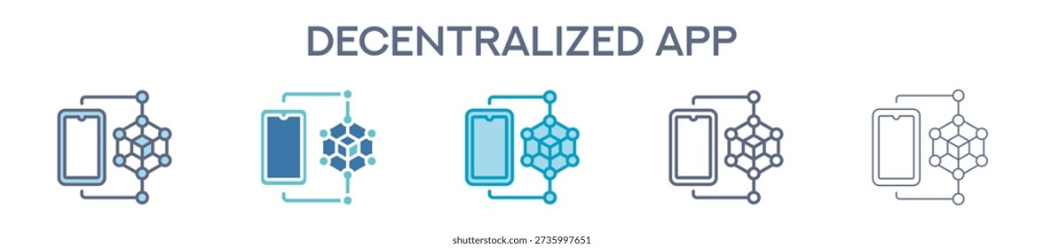 Decentralized App Icon Set - Dapp Blockchain Application Technology