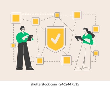Decentralized application abstract concept vector illustration. Digital application, blockchain, P2P computer network, web app, multiple users, cryptocurrency, open source abstract metaphor.