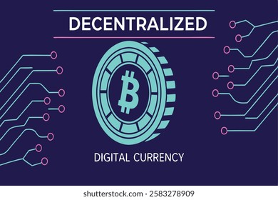  Decentralized Bitcoin Cryptocurrency Digital Currency Vector Illustration for Free Download