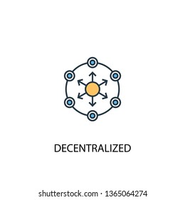 decentralized concept 2 colored line icon. Simple yellow and blue element illustration. decentralized concept outline symbol design