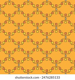 Decentralized Cryptocurrency Bitcoin vector Crypto concept colored seamless pattern