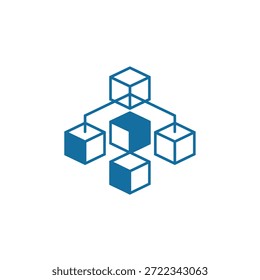 Sistema de contabilidade digital descentralizado. Projeto de conceito de mineração criptomoeda. Blocos interconectados para projetos tecnológicos modernos.