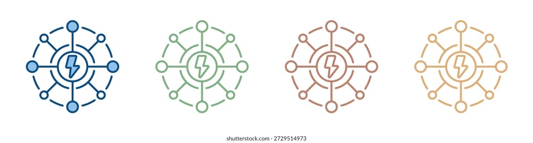 Conjunto de iconos de energía descentralizada Colección de estilo múltiple