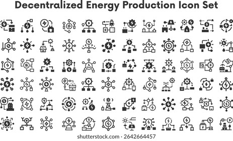Decentralized Energy Production Icon Set, Best and Creative Icon Design, Top Icon Set Big Sell .eps, outline style pictograms package isolated on white background. Vector graphics. stock illustration