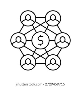 decentralized finance defi application line icon vector. decentralized finance defi application sign. isolated contour symbol black illustration