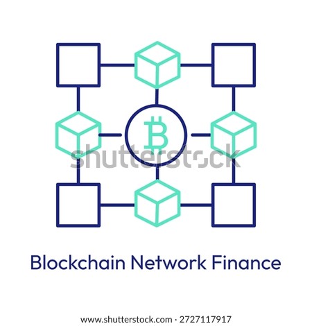 Decentralized financial system and digital asset network icon with editable stroke.