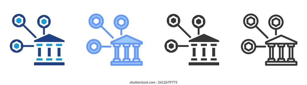 Decentralized governance icon set multiple style collection
