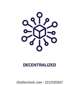 decentralized icon from cryptocurrency collection. Thin linear decentralized, crypto, business outline icon isolated on white background. Line vector decentralized sign, symbol for web and mobile
