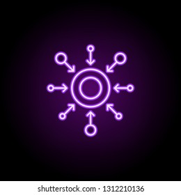 decentralized icon. Elements of Bitcoin Blockchain in neon style icons. Simple icon for websites, web design, mobile app, info graphics