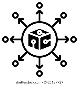 Ilustración vectorial de línea de icono descentralizada