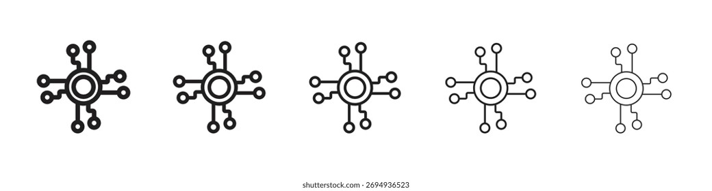 Decentralized icon, outline vector logo illustration, linear pictogram isolated