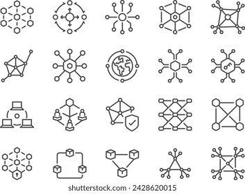 Decentralized icon set. It included centralization, Decentralization, and more icons. Editable Vector Stroke.