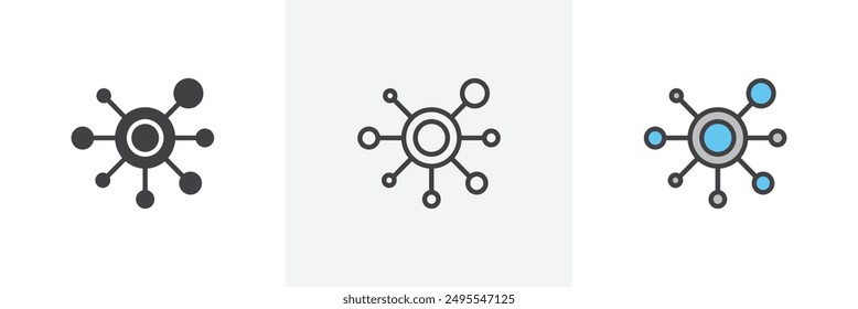 Decentralized icon symbol collection on white background.