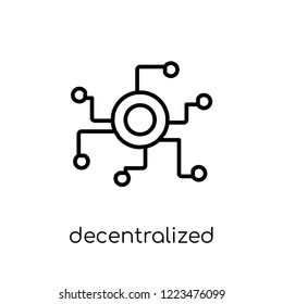 Decentralized icon. Trendy modern flat linear vector Decentralized icon on white background from thin line Cryptocurrency economy and finance collection, editable outline stroke vector illustration