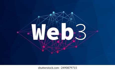 Decentralized internet web3. Network with blockchain, cryptocurrency, and decentralization. Abstract geometry background for illustration, marketplace, design element