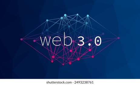 Web de Internet descentralizado3.0. Red con blockchain, criptomonedas y descentralización. Fondo Abstractas de la geometría para la ilustración, mercado, elemento de diseño