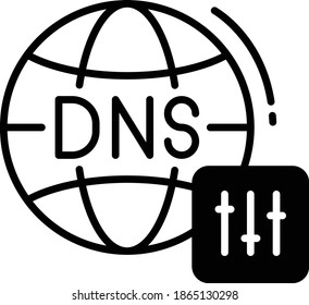 Decentralized naming system Vector Glyph Icon Design, Cloud computing and Web Hosting services Symbol on White background, Domain Name Server Configuration Concept,