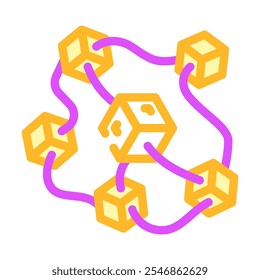 Vector de icono de color de minería de criptomonedas de red descentralizada. signo de minería de criptomonedas de red descentralizada. ilustración de símbolo aislado