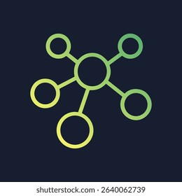 Decentralized network with glowing nodes. Icon symbol illustration