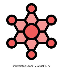 Decentralized network visualized as a star shape with interconnected nodes, representing a distributed system or blockchain technology