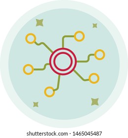 Decentralized outline icon representing distributed systems and blockchain network