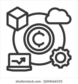 Decentralized Outline Icon Vector Illustration