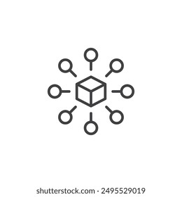 Decentralized outlined icon isolated on white background