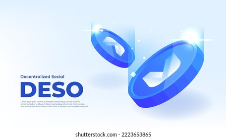 Decentralized Social (DESO) coin cryptocurrency concept banner background. svg