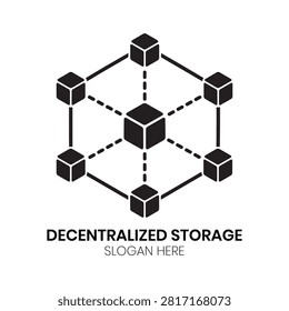 Decentralized Storage logo features an interconnected network of data blocks and secure cloud architecture. This innovative, distributed design is highly effective for blockchain networks, cloud storage providers, data management platforms, or decentralized technology startups requiring a distinct, modern identity that emphasizes reliability, scalability, and distributed systems.