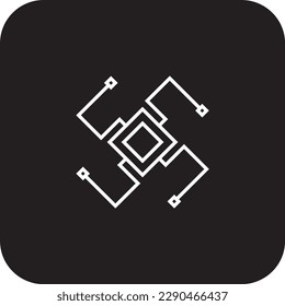 Icono Descentralizado Teamwork and Management con estilo de línea rellena de color negro. red, tecnología, concepto, blockchain, cripto, conexión, bitcoin. Ilustración del vector