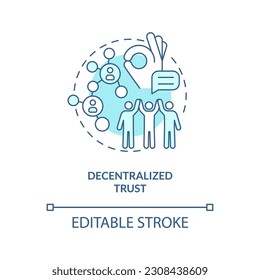 Decentralized trust turquoise concept icon. People community. Direct access. Content creator. Social media abstract idea thin line illustration. Isolated outline drawing. Editable stroke