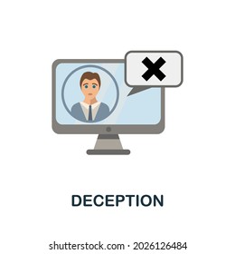 Deception Flat Icon. Colored Sign From Cyberbullying Collection. Creative Deception Icon Illustration For Web Design, Infographics And More