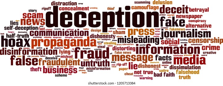 Deception word cloud concept. Vector illustration