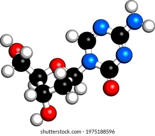 Decibatine drug molecule. 3D rendering. Atoms are represented as spheres with conventional color coding: hydrogen (white), carbon (black), nitrogen (blue), oxygen (red).