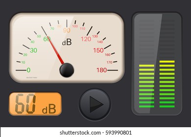 Decibel gauge. Vector 3d illustration 