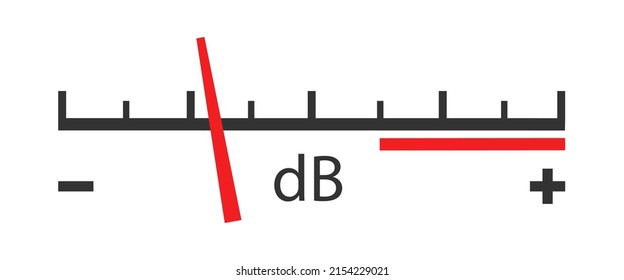 Decibel meter scale  icon. Gauge sound illustration symbol. Sign volume amplifier, db vector.