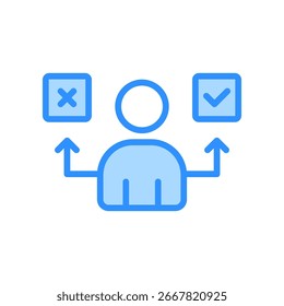 Decide Icon Blue Color Vector Illustration