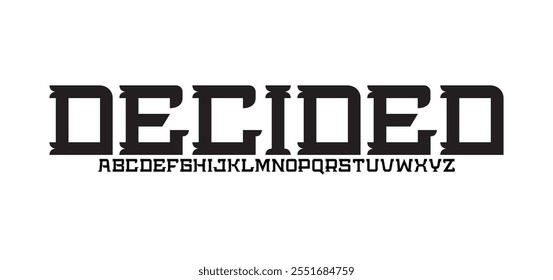 Decided, modern minimalist alphabet font. digital space typography vector illustration design
