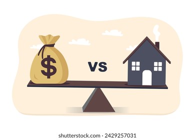 Deciding between paying off the mortgage or investing in the stock market, greatest benefit or profit, financial decision, businessman thinking between paying off the mortgage and investing for profit