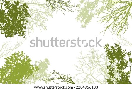 Deciduous and bare branches of trees silhouette, background. Vector illustration 