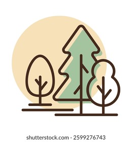Deciduous and conifer forest vector icon. Nature sign. Graph symbol for travel and tourism web site and apps design, logo, app, UI