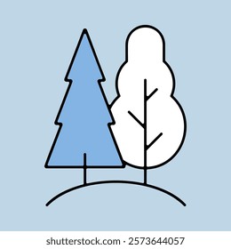Deciduous and conifer forest vector isolated icon. Nature sign. Graph symbol for travel and tourism web site and apps design, logo, app, UI