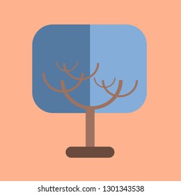 deciduous and coniferous tree growing in the garden vector flat