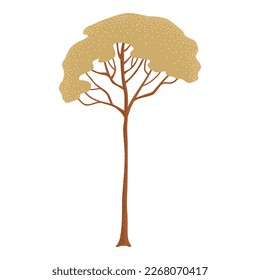 Laubwaldpflanze einzeln auf weißem Hintergrund. Botanischer Kahlbaum und mit Blättern und üppigen Kronen. Flache Vektorgrafik auf weißem Hintergrund.