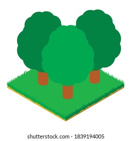 Entsetzliche Waldsymbol. Isometrische Illustration des Laubwald-Vektorsymbol für Web