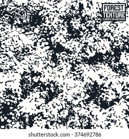 Deciduous forest texture as background on emblem or overlays on photo. Black and white  print