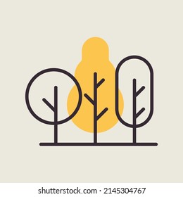 Deciduous forest vector isolated icon. Nature sign. Graph symbol for travel and tourism web site and apps design, logo, app, UI