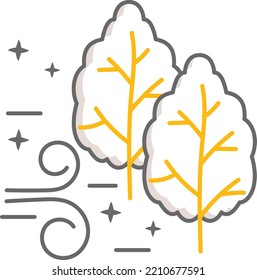 deciduous leaf blown with the extreme strong storm Vector Icon Design, Autumn or Fall activities Symbol, deciduous weather Sign, harvesting season Elements Stock illustration, Maple Leaves in Wind 