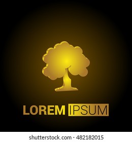Deciduous Tree 3D Golden Metallic Premium Royal Corporate Logo / Icon